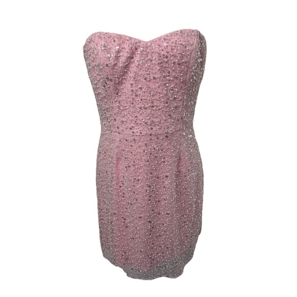 NWT Dress The Population Crystal Sequin Mini Dress Women's Pink Size L Body-con - Picture 11 of 14